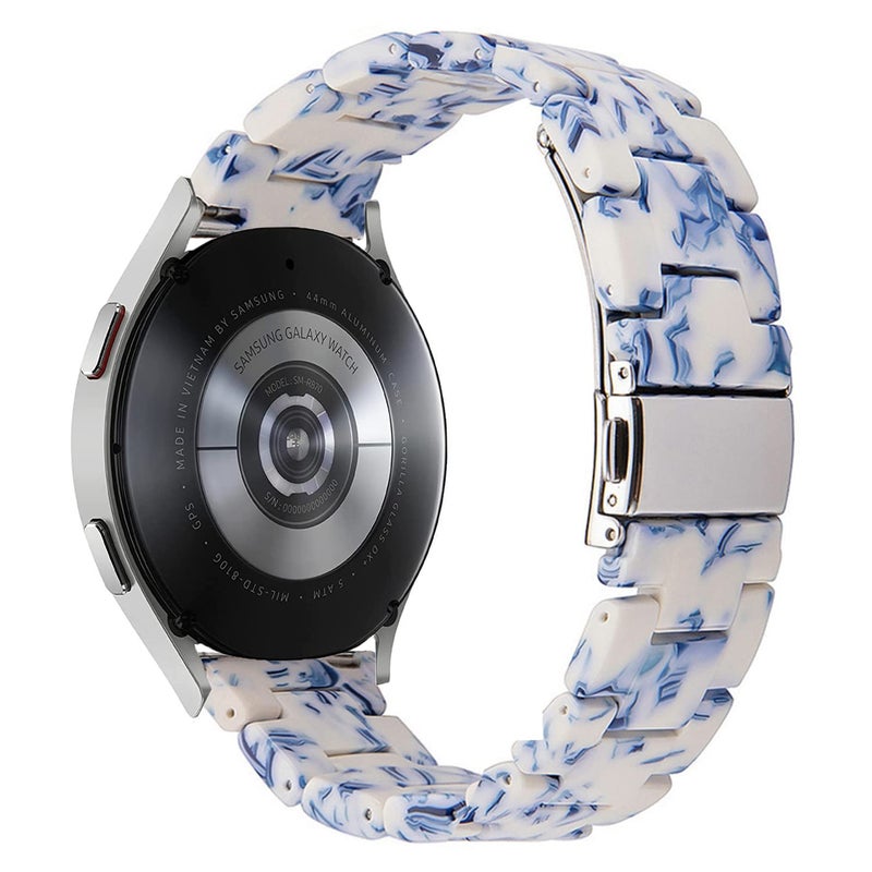 DEALELE Bands Compatible with Samsung Galaxy Watch 7 / FE / 6/6 Classic / 5/5 Pro / 4/4 Classic / 3 41mm, 20mm Colorful Resin Replacement Strap for Huawei GT3 42mm Women Men (Blue and White) - Image 2